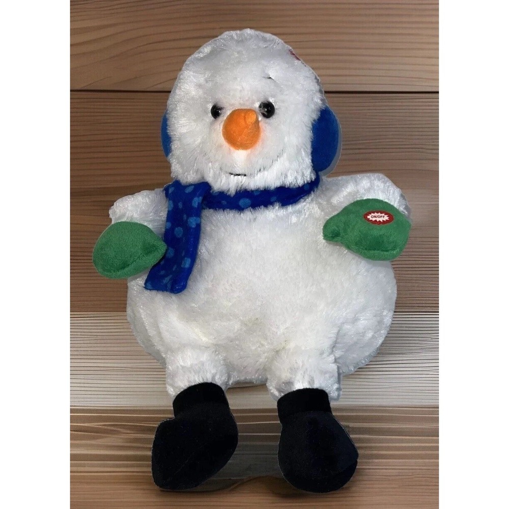 Kids Of America Christmas Plush Lighted Musical Snowman 10" Tested Works